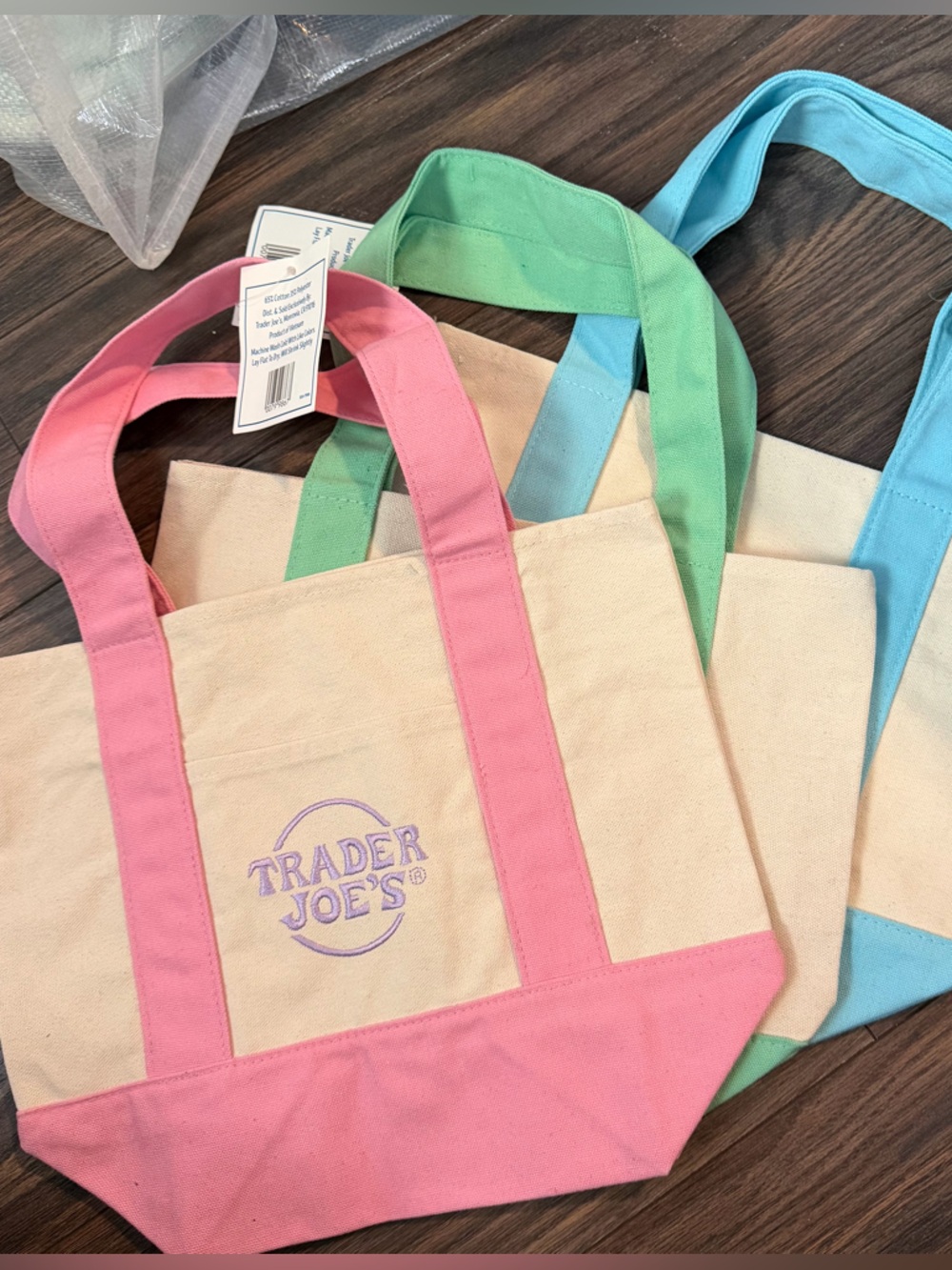 Trader Joe's pastel canvas tote bags #pastel #totebag